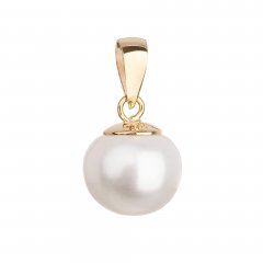 Zlatý přívěsek s bílou perlou 8 mm