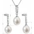 Moderní stříbrná souprava s pravými perlami
