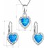 Stříbrná souprava s opálem a krystaly Swarovski srdce modrá