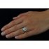 Stříbrný prsten s kulatým topazem a zirkony