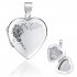 Stříbrný otvírací medailon srdce s květinou 22 mm