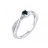 Stříbrný prsten s přírodním safírem a zirkony